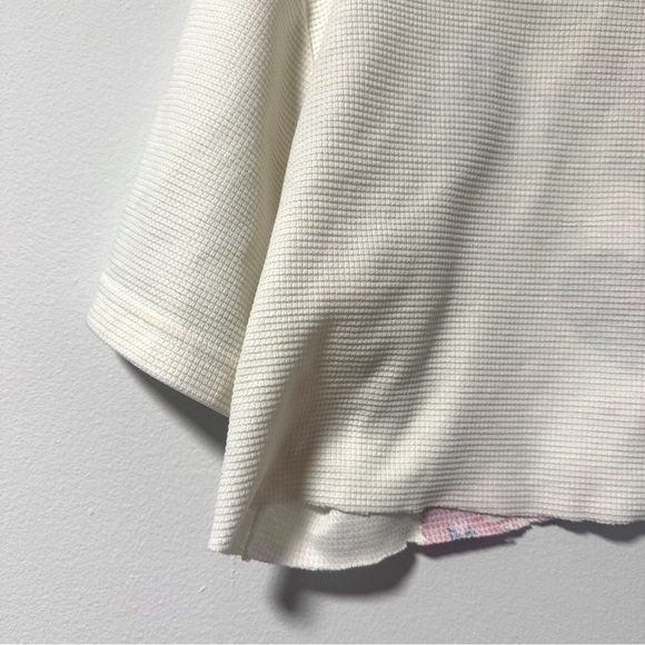 Vintage 90s White Cropped Short Sleeve Button Up Shirt Cottagecore Spring Retro - Picture 9 of 15